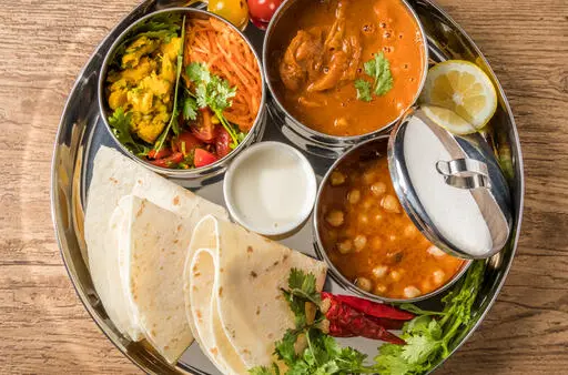 A colourful Gujarati thali meal