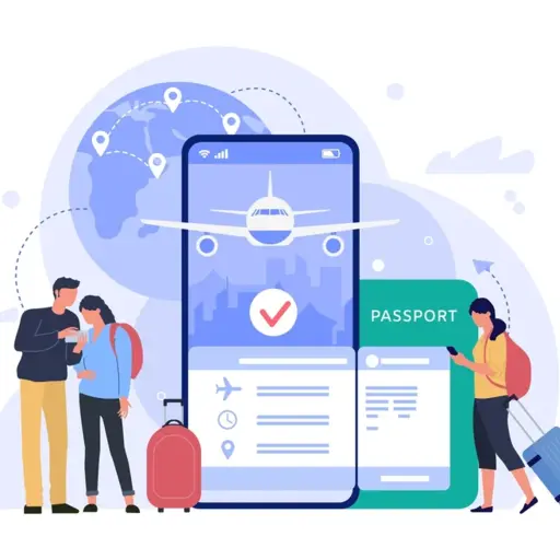 Travellers using a travel app to compare and book flights with confidence
